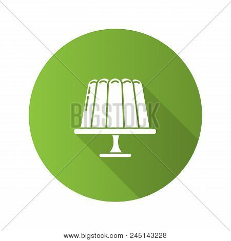 Jelly Pudding Flat Design Long Shadow Glyph Icon. Gelatin Dessert. Vector Silhouette Illustration