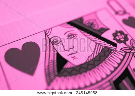 Queen Of Red Hearts Macro, Fortune-telling Cards. Mystic Card Ritual, Prediction Of Female Love Fort