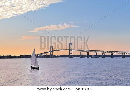 Newport Rhode Island soumrak západu slunce s plachetnice