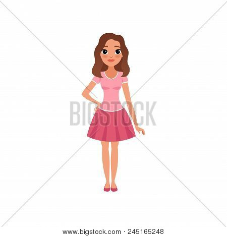Schoolgirl, Student Of Highschool School, Stage Of Growing Up Concept Vector Illustration Isolated O