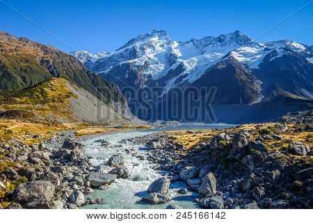 Glacial Lake, Hooker Valley Track, Mount Cook, New Zealand