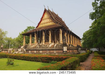 Vientiane, Laos - April 23, 2012: Exterior Of The Haw Phra Kaew Building In Vientiane, Laos. Former 