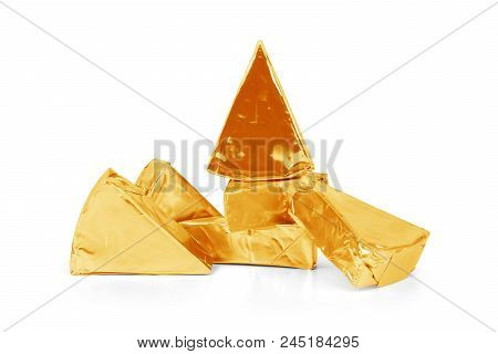 Blank Triangular Processed Cheese With Nol Lable Isolated On White Background