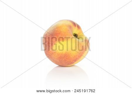 One Ripe Yellow Peach Isolated On White Background