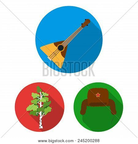 Country Russia, Travel Flat Icons In Set Collection For Design. Attractions And Features Vector Symb