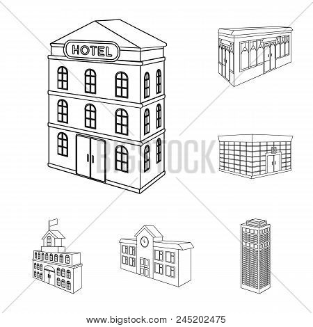 Building And Architecture Outline Icons In Set Collection For Design.the Building And Dwelling Vecto