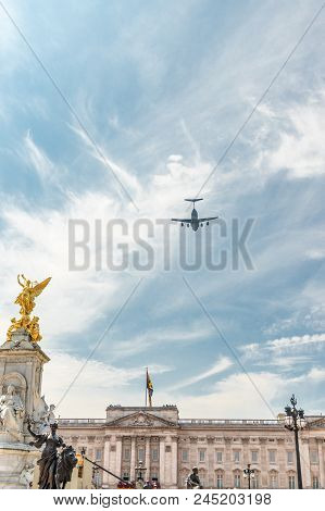 London. June 9 2018. A View Of A A400m Aircraft During The Flypast At The Queens Birthday Celebratio