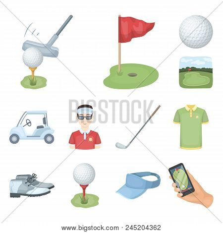 Golf And Attributes Cartoon Icons In Set Collection For Design.golf Club And Equipment Vector Symbol
