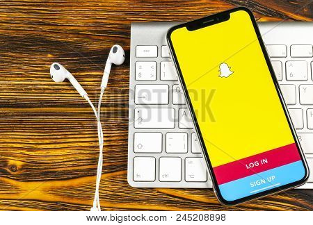 Sankt-petersburg, Russia, June 2, 2018: Snapchat Application Icon On Apple Iphone X Smartphone Scree