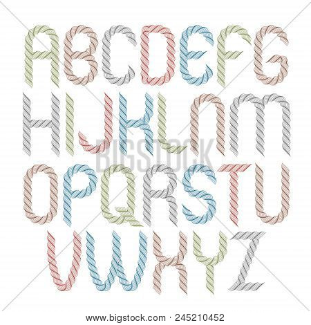 Set Of Vector Rounded Capital Alphabet Letters Isolated Created Using Guilloche Ornate, Decorate Wav