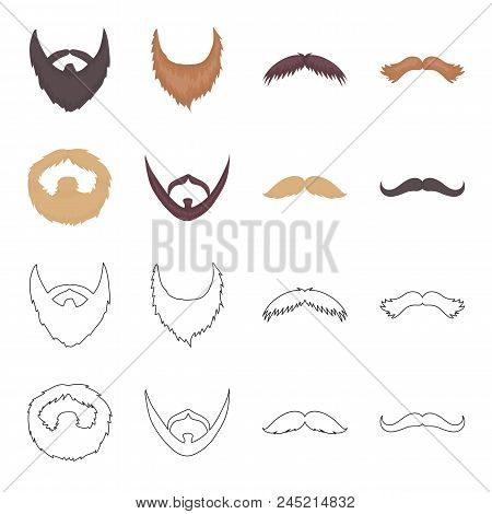 Mustache And Beard, Hairstyles Cartoon, Outline Icons In Set Collection For Design. Stylish Haircut 