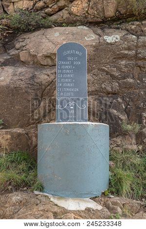 Lady Grey, South Africa - March 29, 2018: A Replacement Memorial Plaque At The Top Of The Historic J