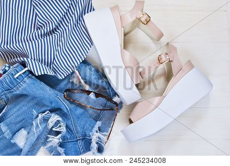 Fashionable, New Clothes, Sandals And Accessories. Fashion & Style.