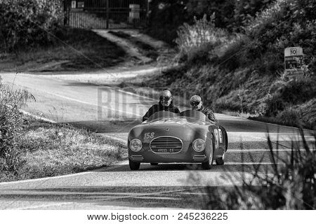 Pesaro Colle San Bartolo , Italy - May 17 - 2018 : Fiat Siata 750 Sport	1948 Old Racing Car In Rally