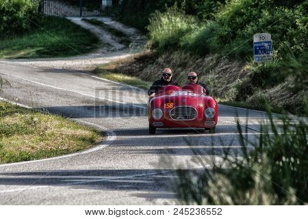 Pesaro Colle San Bartolo , Italy - May 17 - 2018 : Fiat Siata 750 Sport	1948 Old Racing Car In Rally