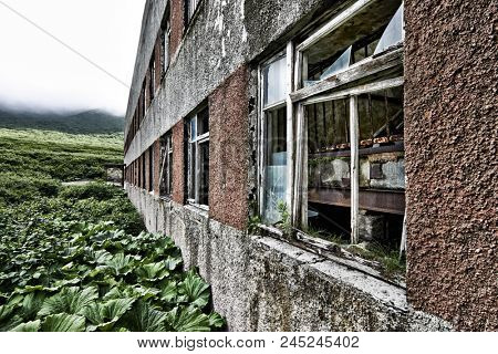 Kuril, Simushir Island. Ghost-town Kraternyi. The abandoned military base of the Soviet Navy