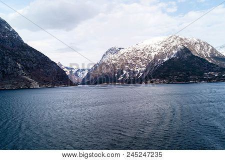 Landscape Of The Norwegian Eidfjord From The Perspektive Of A Cruise Ship