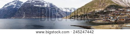 Landscape Of The Norwegian Eidfjord From The Perspektive Of A Cruise Ship