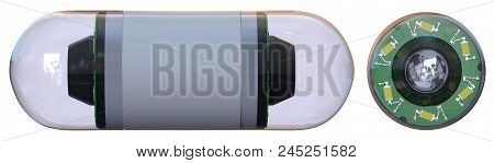Pill-sized Camera For Capsule Endoscopy Isolated On White. 3d Rendering