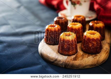 Canele is a small French pastry with rum and vanilla 