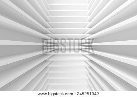 White Modern Interior Background. Abstract Building Blocks. Minimal Geometric Shapes Design. 3d Rendering