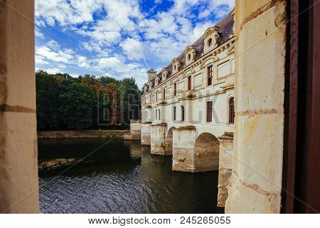 July 23, 2017 The Castle Of Chenonceau. France. The Facade Of The Medieval Castle Of Ladies. The Roy