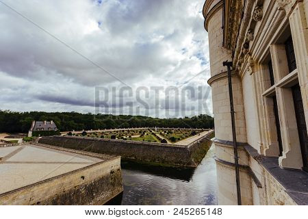 July 23, 2017 The Castle Of Chenonceau. France. The Facade Of The Medieval Castle Of Ladies. The Roy