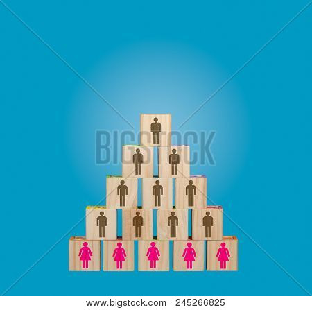 Concept Image Of Traditional Male Dominated Organization Chart With Women In Menial Roles Made From 