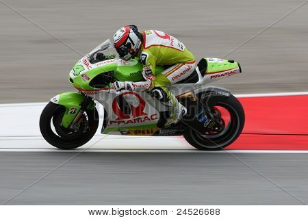 SEPANG, MALAYSIA - 21. oktober: MotoGP rytter Randy de Puniet tester sin cykel under den frie træning 