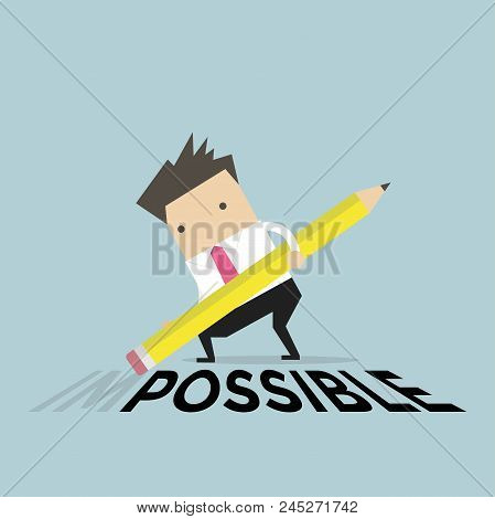 Businessman Is Deleting Wording 