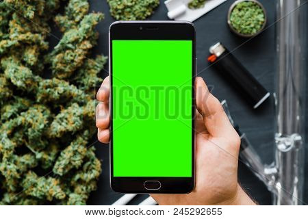 Grinder A Lot Ofx Marijuana, Fresh Buds Of Cannabis Many Weed. Copy Spase Copy-space