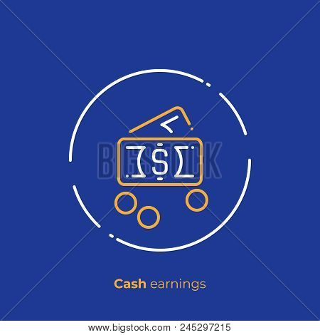 Business Profit Line Art Icon, Investition Earnings Vector Art, Outline Online Cash Exchange Illustr