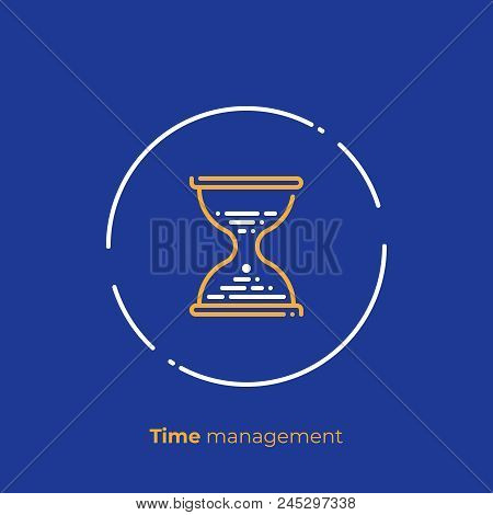 Business Terms Line Art Icon, Digital Investment Timescales Vector Art, Outline Sand Watches Illustr