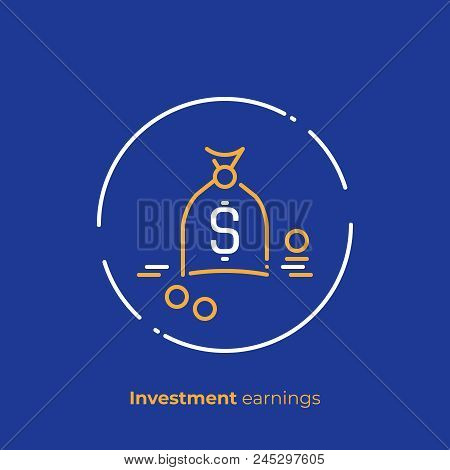 Business Profit Line Art Icon, Investition Earnings Vector Art, Outline Online Cash Exchange Illustr