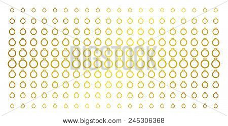 Ruby Ring Icon Gold Halftone Pattern. Vector Ruby Ring Pictograms Are Arranged Into Halftone Matrix 