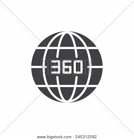 360 Degrees View Vector Icon. Filled Flat Sign For Mobile Concept And Web Design. Globe Simple Solid
