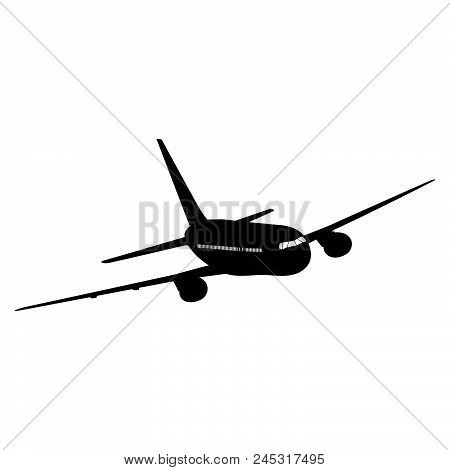 Airplane Silhouette On White Background. Vector Illustration.
