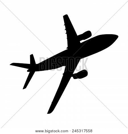 Airplane Silhouette On White Background. Vector Illustration.