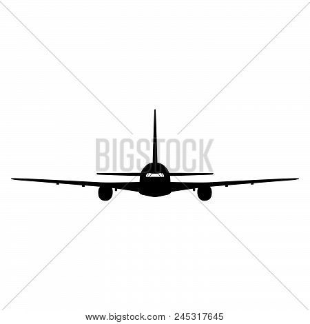 Airplane Silhouette On White Background. Vector Illustration.