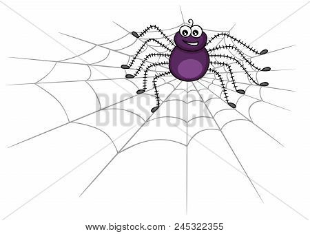 Scalable Vectorial Image Representing Accute Spider On Web, Isolated On White.