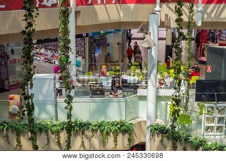 Malaga, Spain - May 26, 2018. Interior View Of The Shopping Mall Malaga Plaza From Malaga City, Cost
