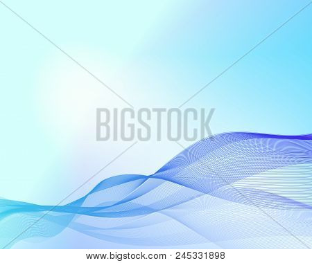 Blue Abstract Business Background, Space For Text.