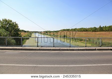 Road Bridge Over Waterway Canal In Vojvodina Serbia