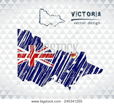 Map Of Victoria With Hand Drawn Sketch Pen Map Inside. Vector Illustration