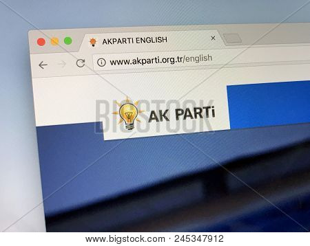 Amsterdam, Netherlands - June 13, 2018: Website Of The Turkish Justice And Development Party (turkis