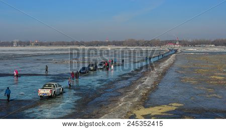 Songhua Ice River In Harbin, China