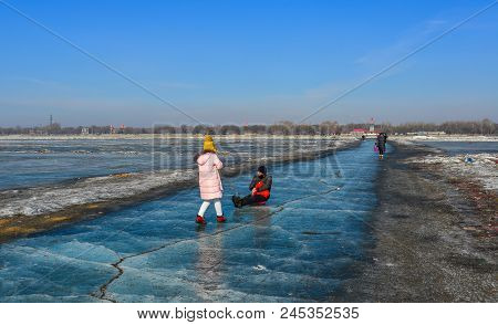 Songhua Ice River In Harbin, China