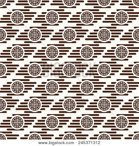 The Seamless Pattern Of A Star In A Cross On A Beige Background.  Religious Symbols - Cross And Star
