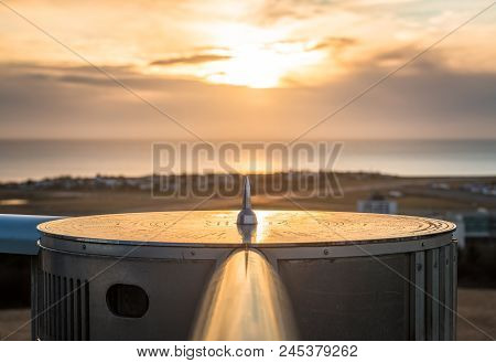 The Sun Compass Of Iceland Located On Perlan Building On The Hill Of Reykjavik The Capital Cities Of