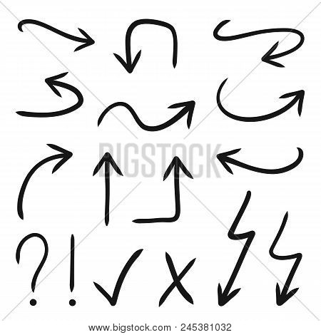 Hand Drawn Vector Arrows Set - Stock Vector.
